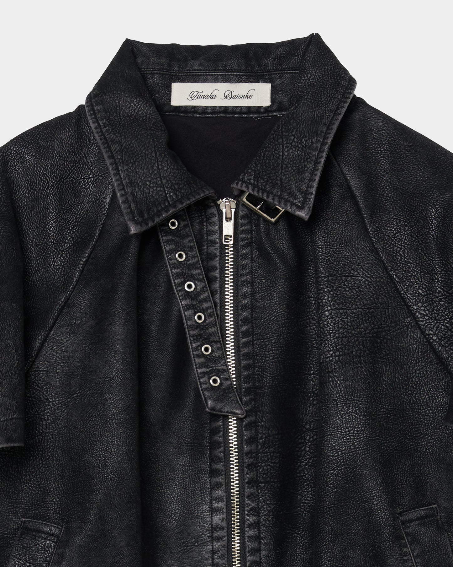 drawstring fade leather blouson Black【Delivery in August 2025】