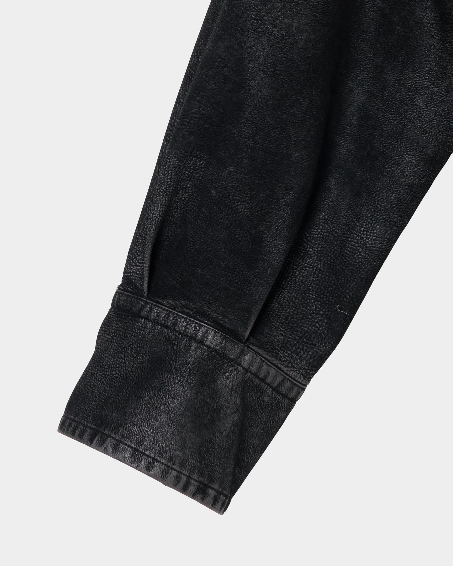 drawstring fade leather blouson Black【Delivery in August 2025】