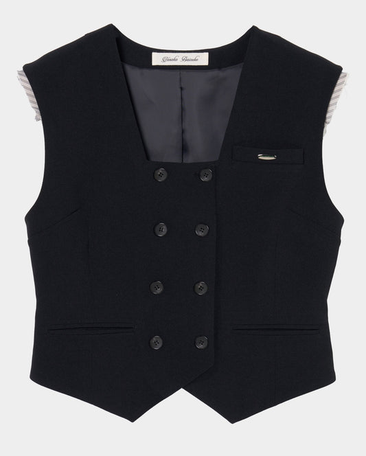 Exposed shoulder pad vest Black【Delivery in January 2027】