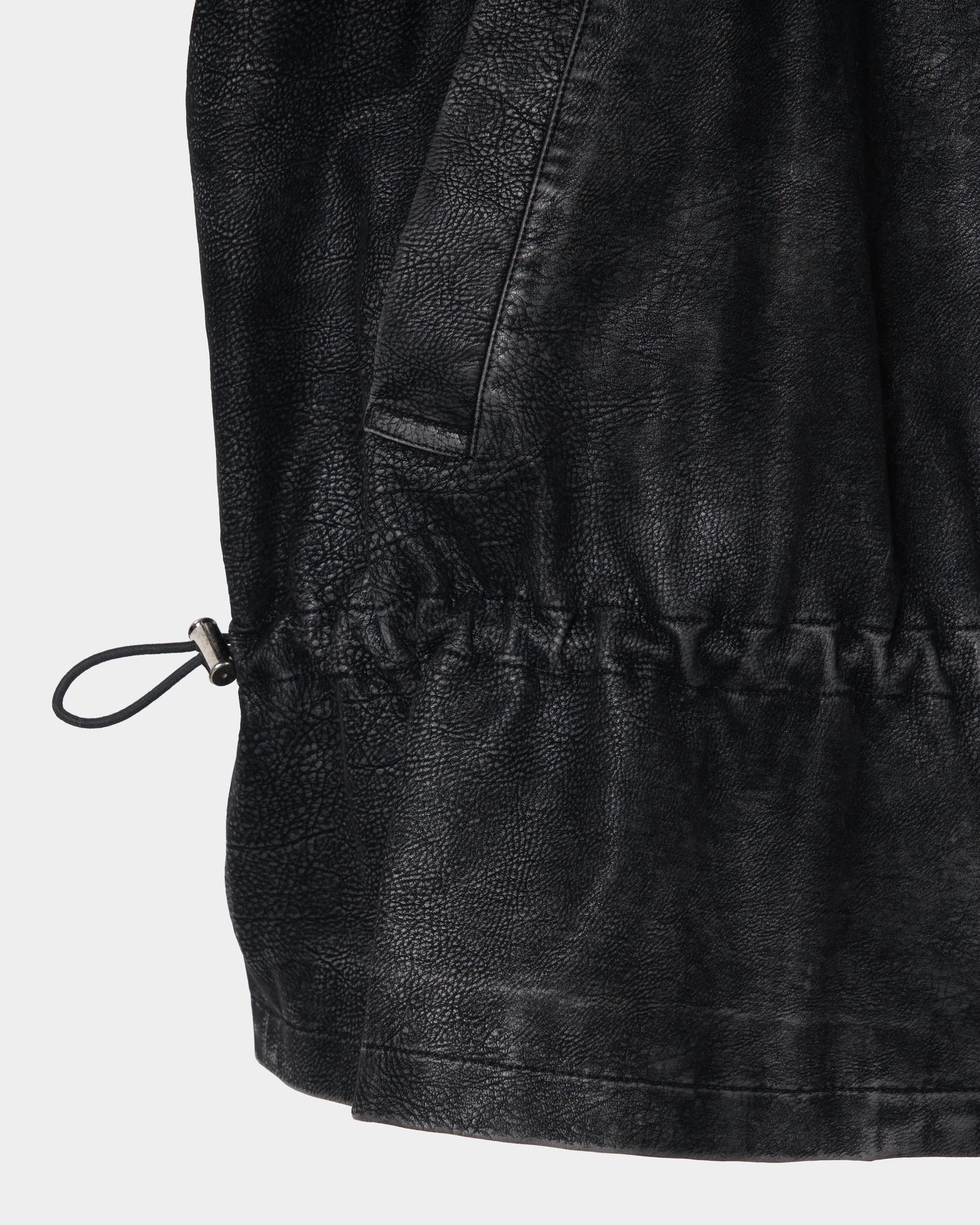 drawstring fade leather blouson Black【Delivery in August 2025】