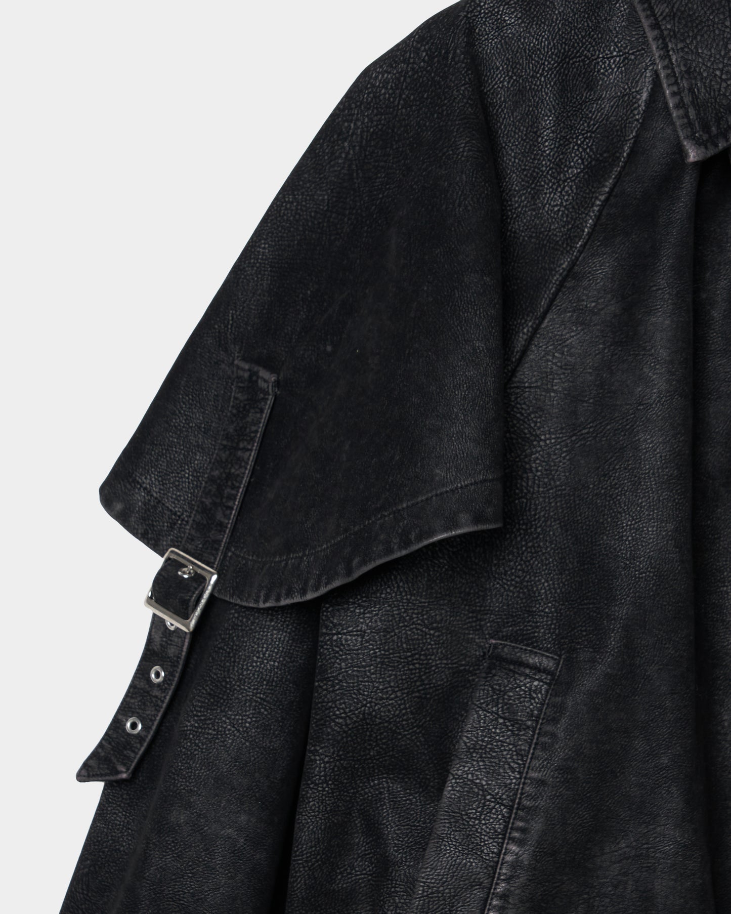 drawstring fade leather blouson Black【Delivery in August 2025】