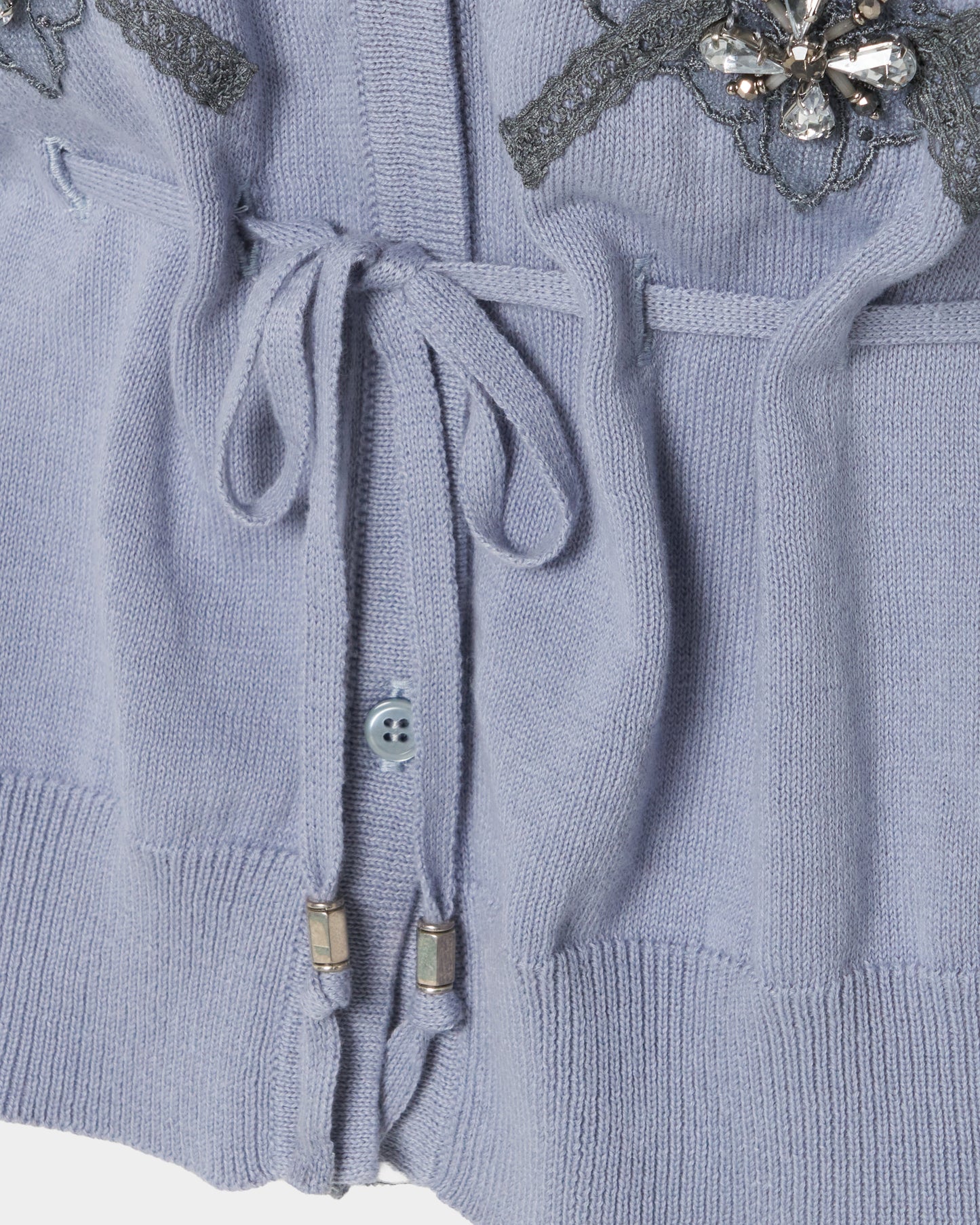 Lace argyle bijou knit cardigan Sax【Delivery in February 2027】