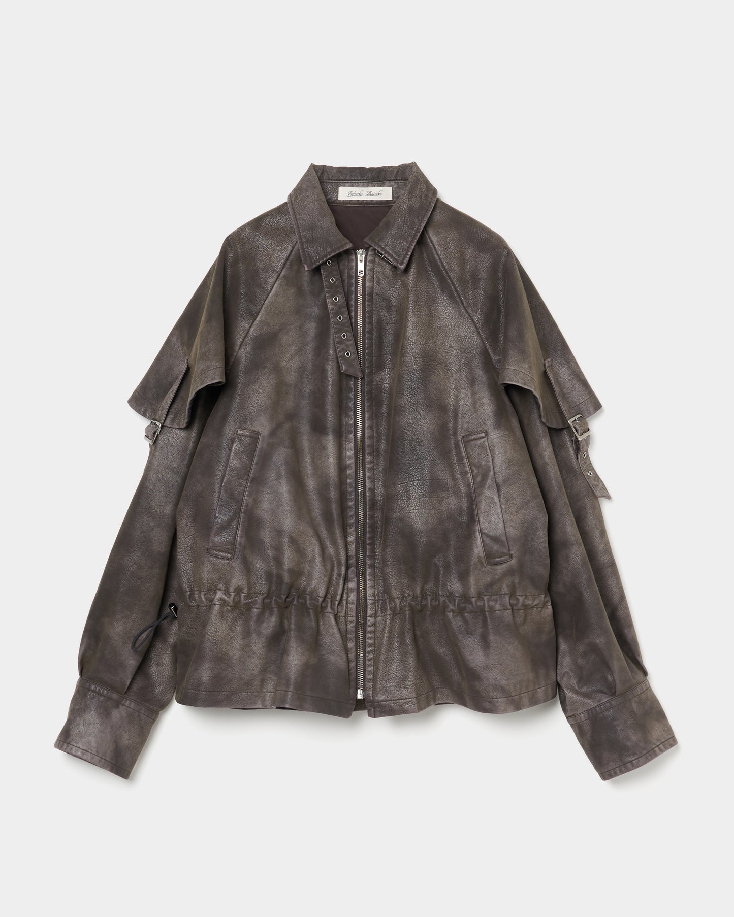 drawstring fade leather blouson Charcoal brown【Delivery in September 2025】