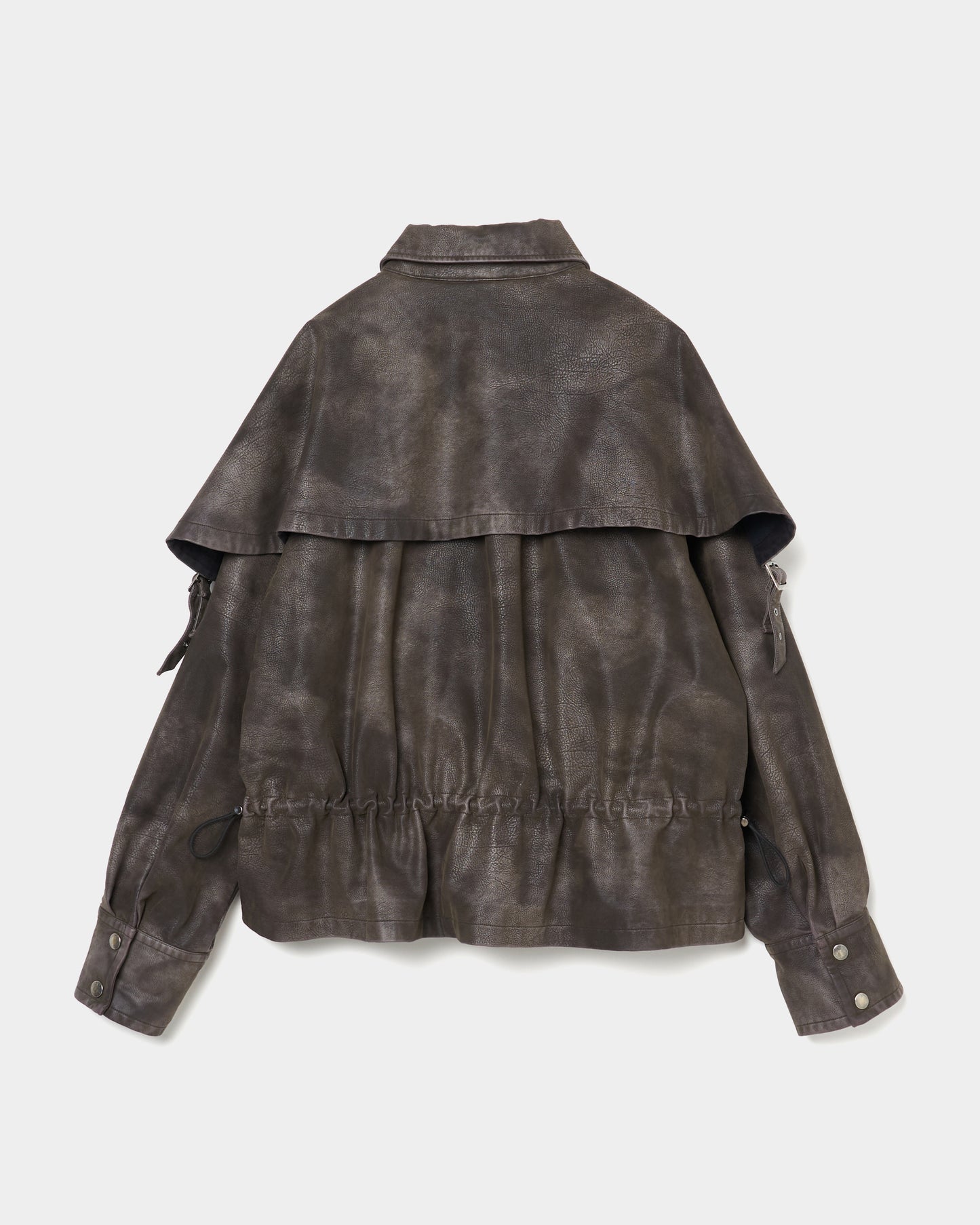 drawstring fade leather blouson Charcoal brown【Delivery in August 2025】