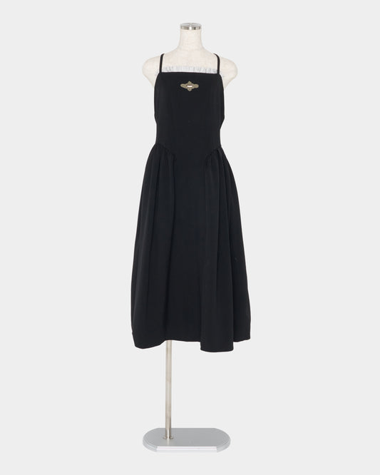 Front ruffle open back dress Black【Delivery in February 2027】