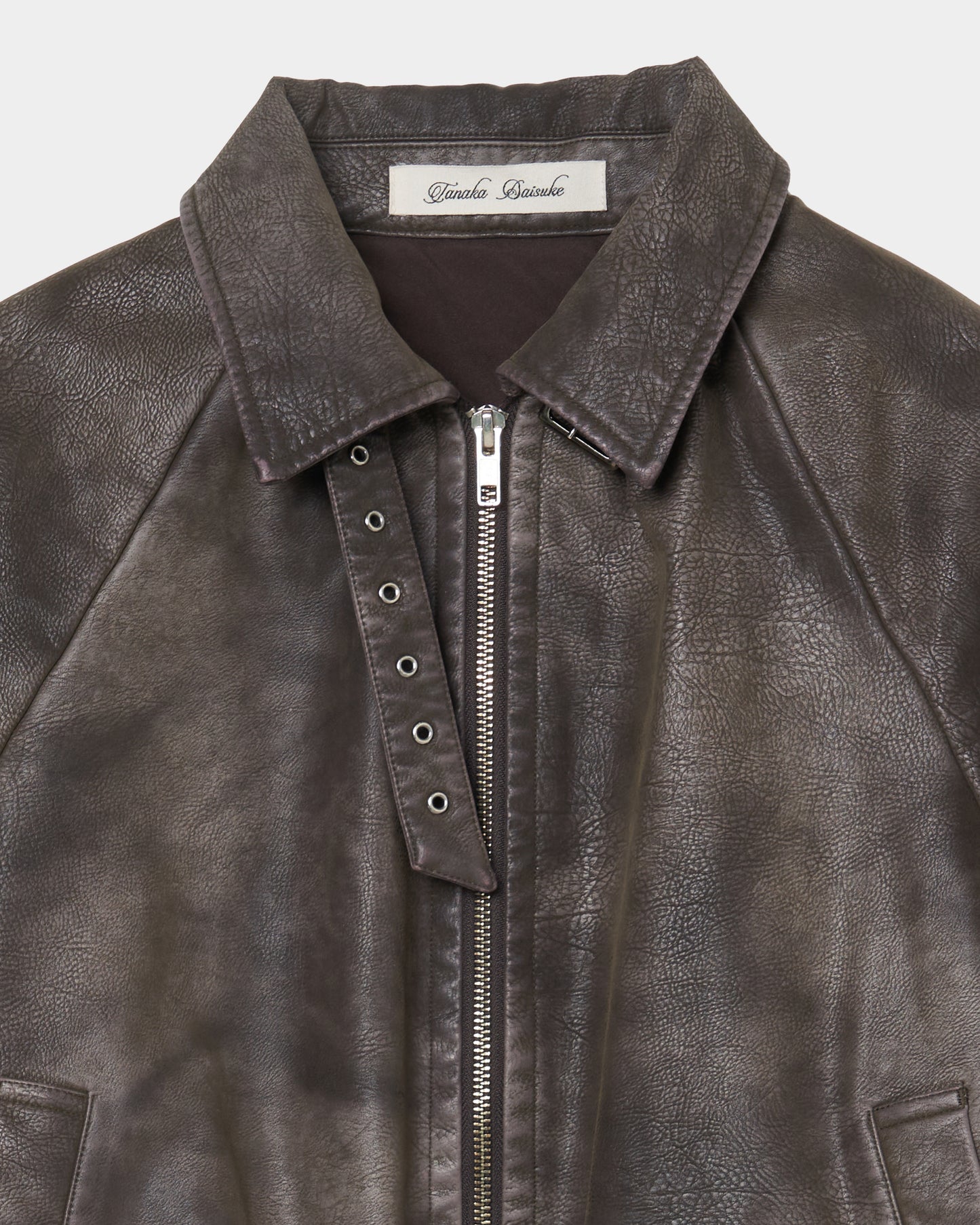 drawstring fade leather blouson Charcoal brown【Delivery in August 2025】
