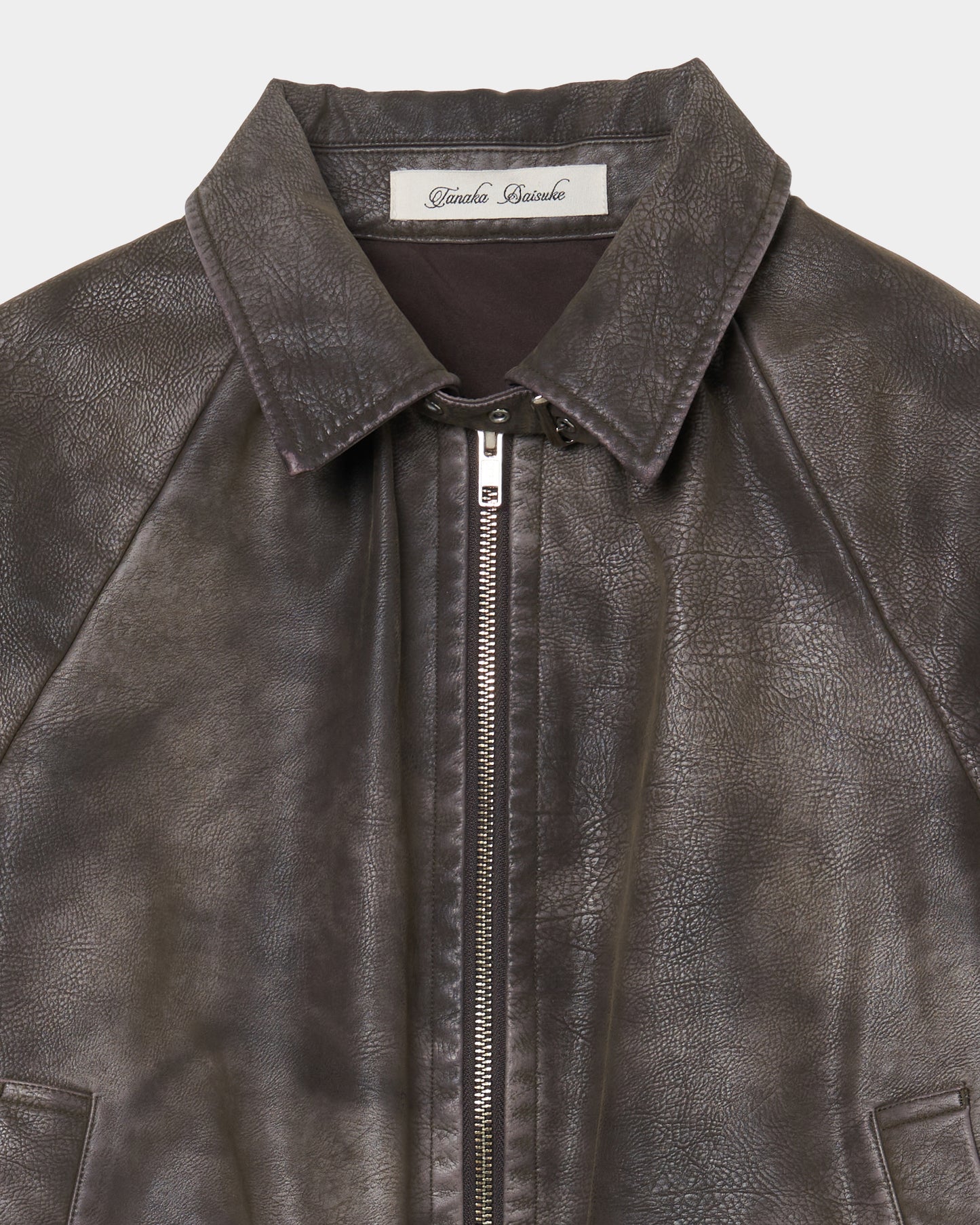 drawstring fade leather blouson Charcoal brown【Delivery in August 2025】