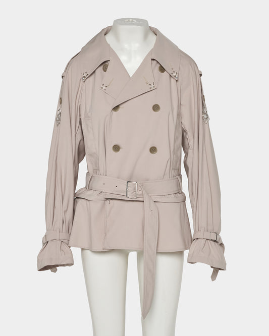 Beads epolette peplum trench jacket Beige【Delivery in January 2027】