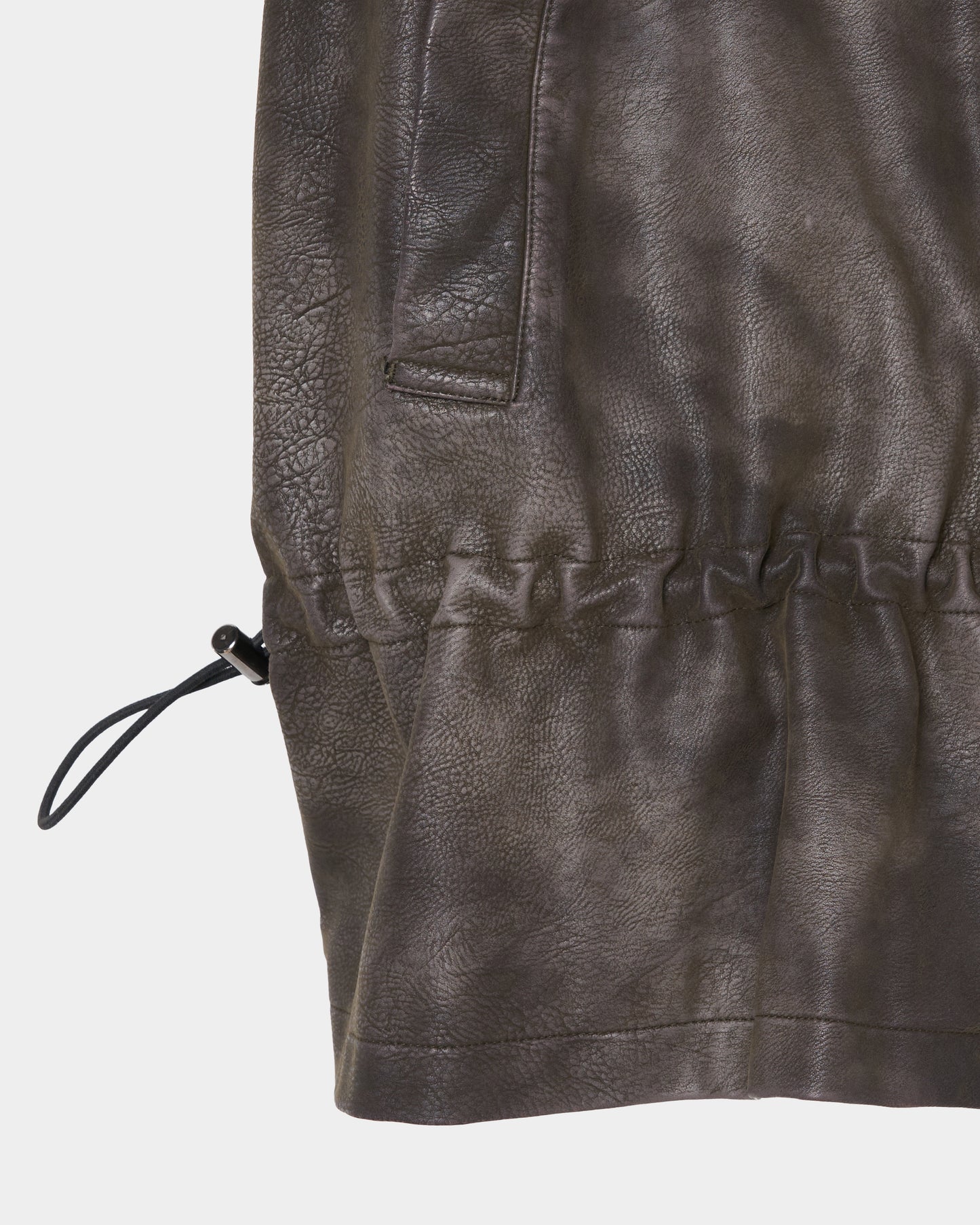 drawstring fade leather blouson Charcoal brown【Delivery in August 2025】
