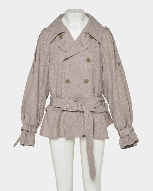 punching lace peplum trench jacket Khaki【Delivery in January 2027】