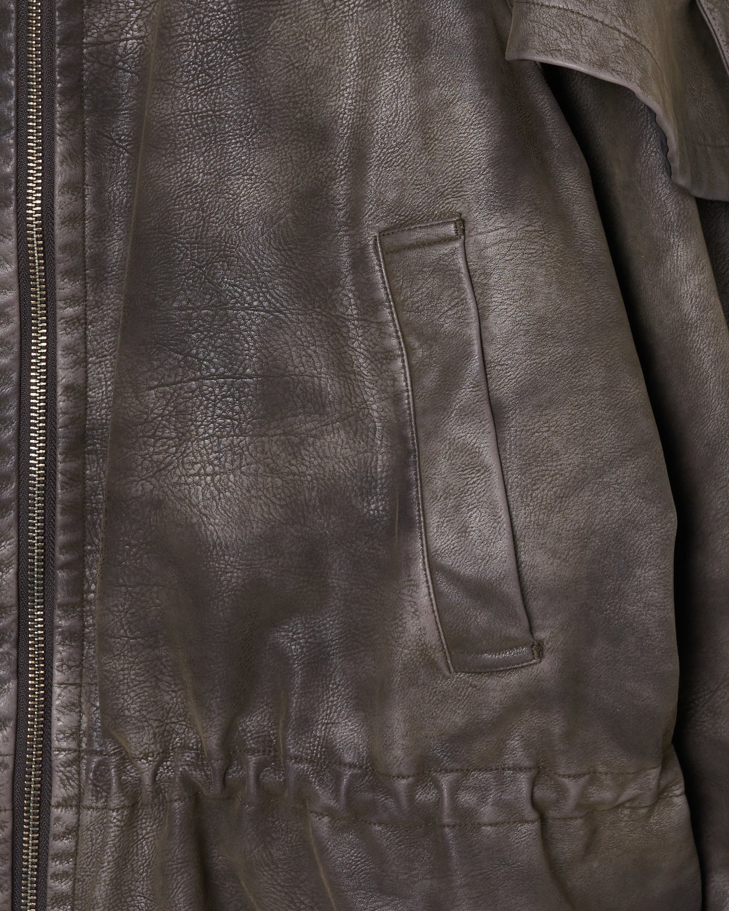 drawstring fade leather blouson Charcoal brown【Delivery in August 2025】