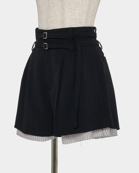 Exposed lining double belt trousers Black【Delivery in January 2027】