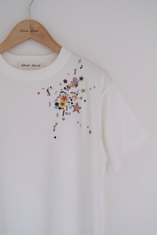 childhood spangle T-shirt White【stock】