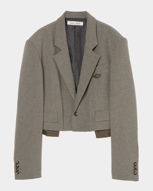 Stripe lining cropped jacket Greige【Delivery in January 2027】