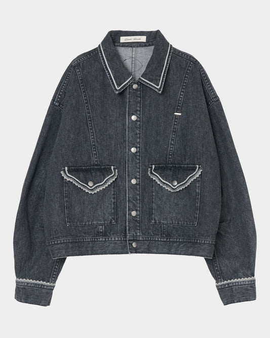 Letter pocket denim jacket Black【Delivery in February 2027】