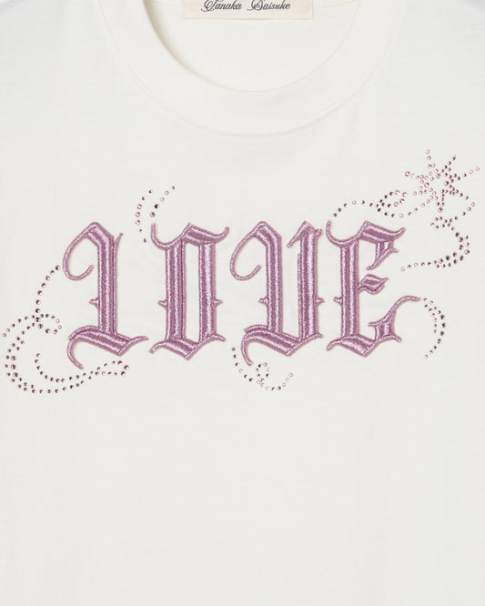 LOVE sparkle T-shirt White × Pink【stock】