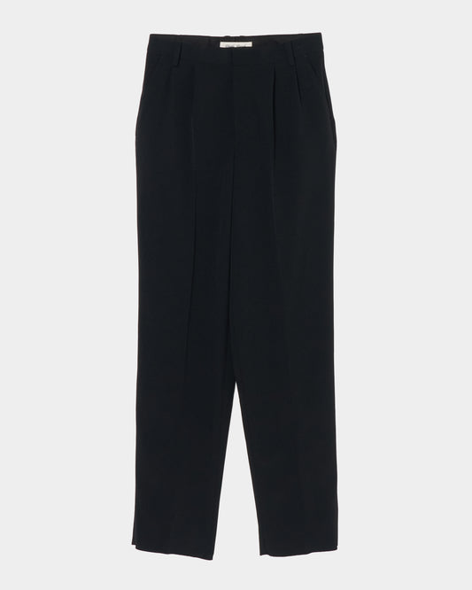 Leather patch one-tuck trousers Black【Delivery in January 2027】