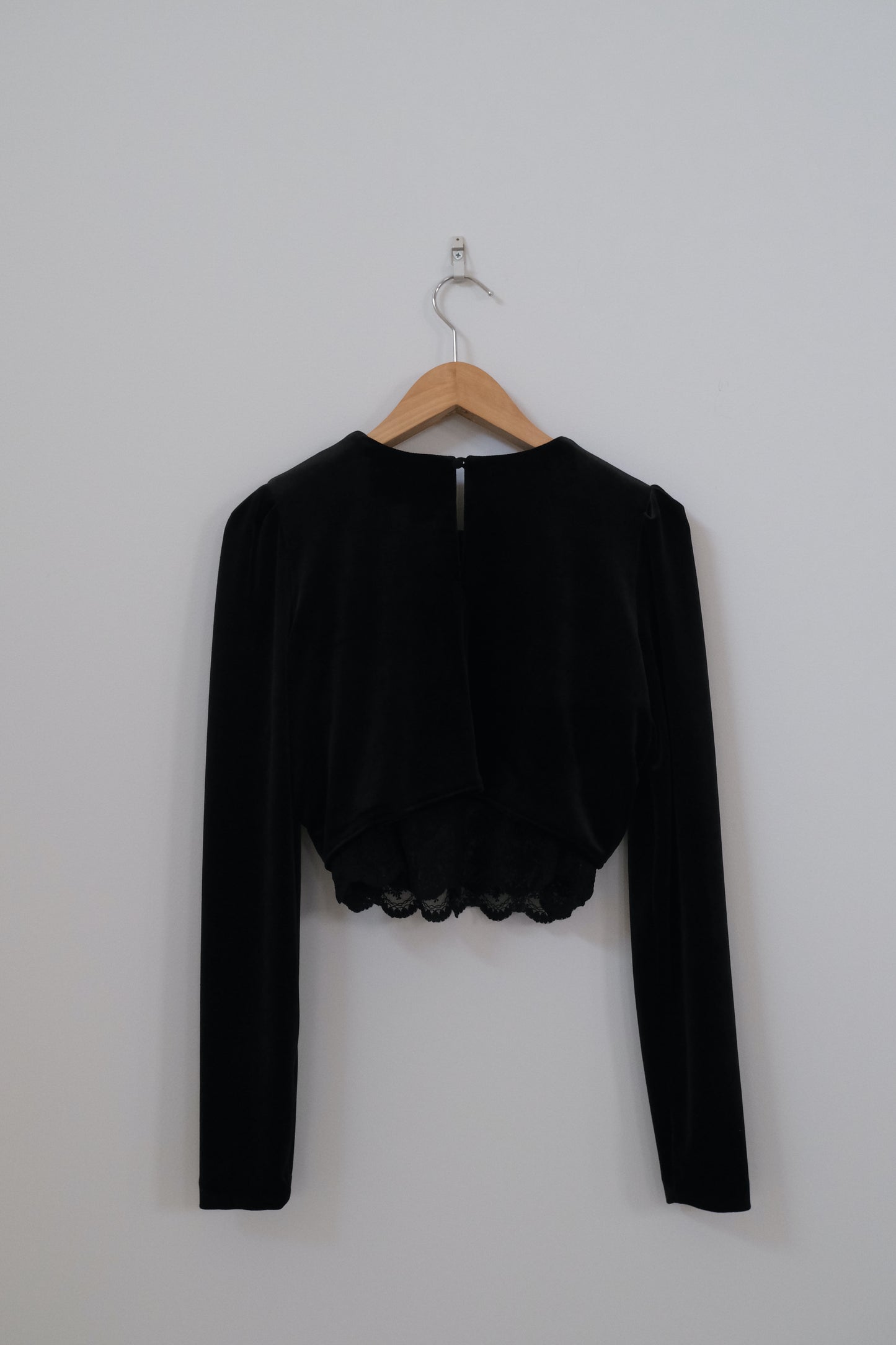 gather neck velour tops Black【stock】