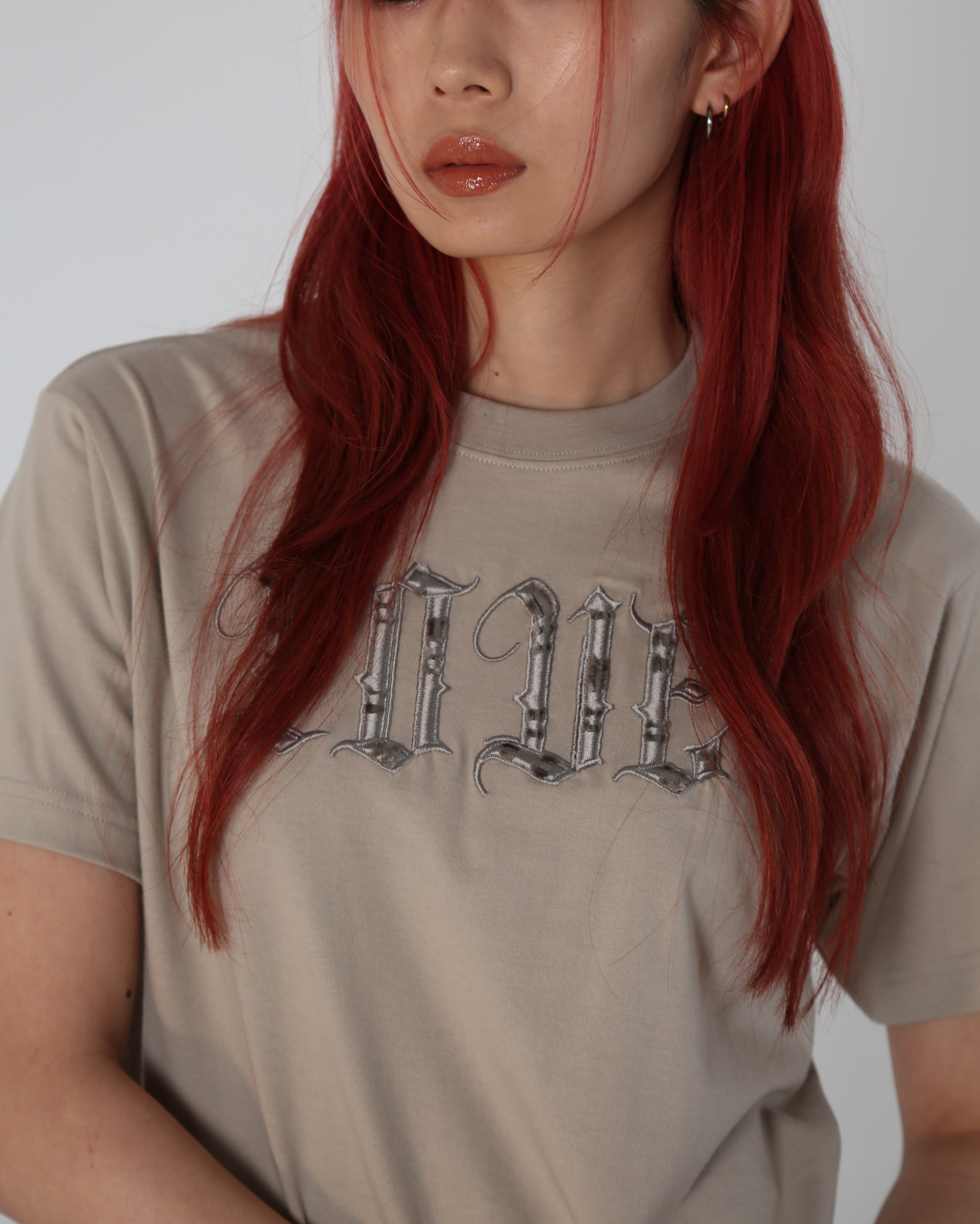 PANK LOVE T-shirt Khaki × Gray【stock】