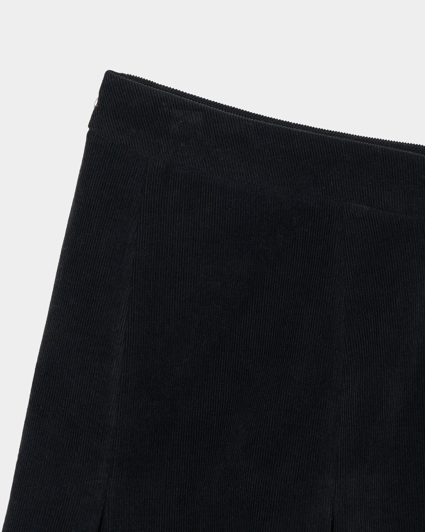 metal studs corduroy pleats skirt Black【stock】