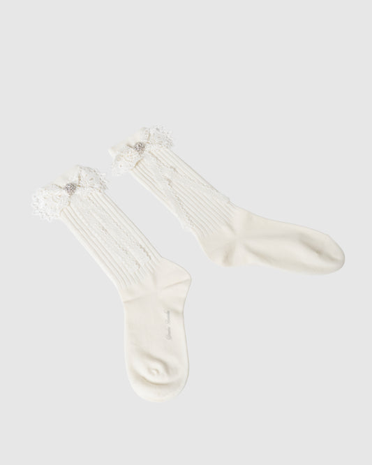 ribbon lace socks White【Delivery in February 2027】