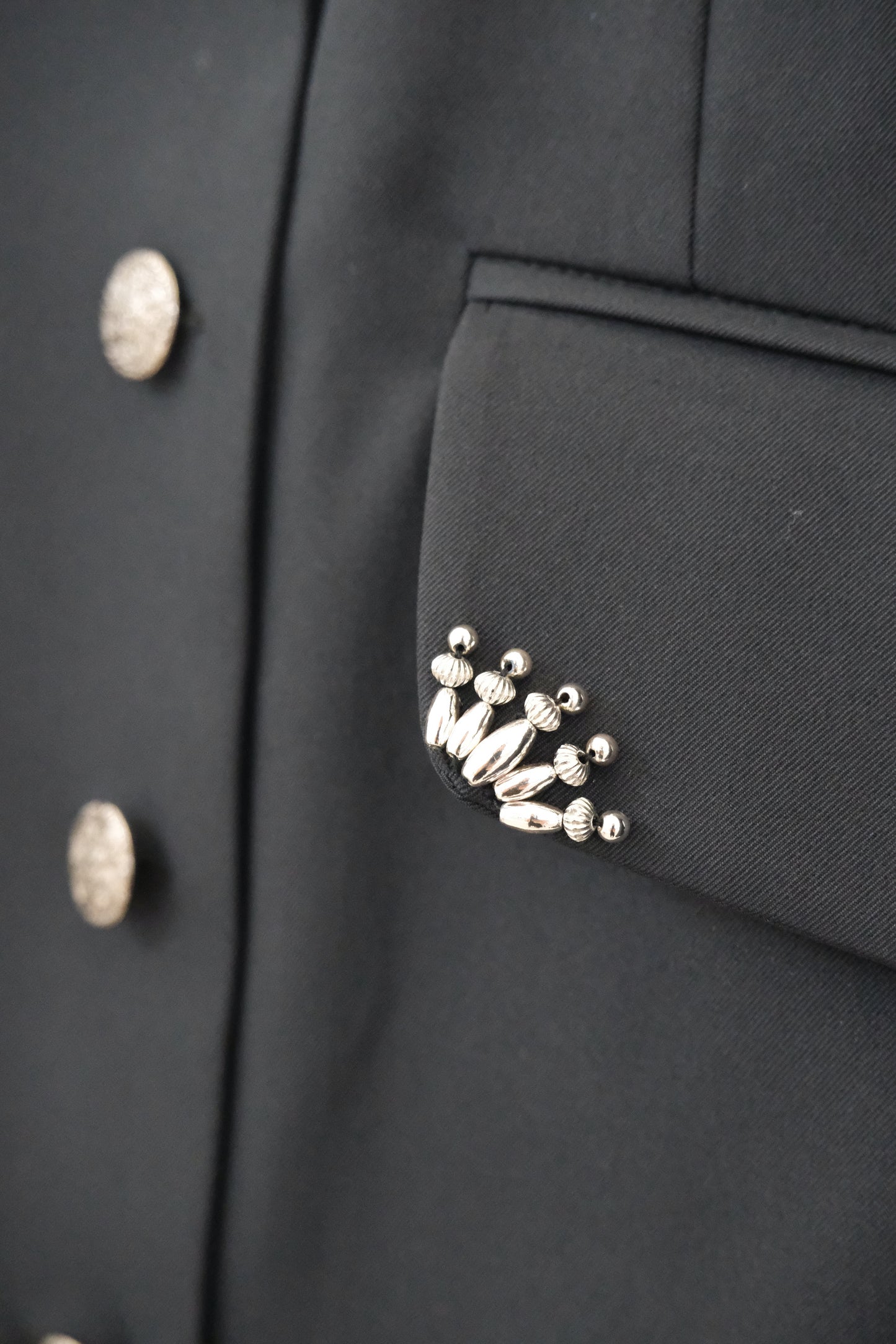 silver metal shirt jacket Black【stock】