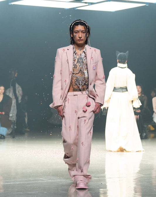 baby pink beaded ribbon jacket 【Delivery in November 2025】