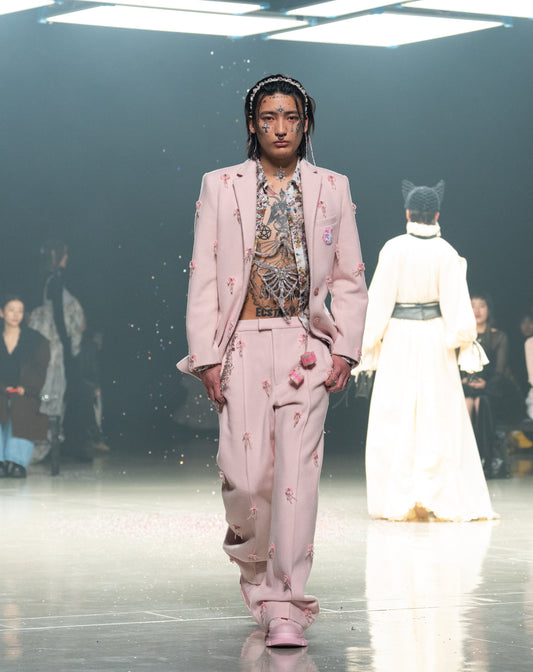 baby pink beaded ribbon pants【Delivery in November 2025】