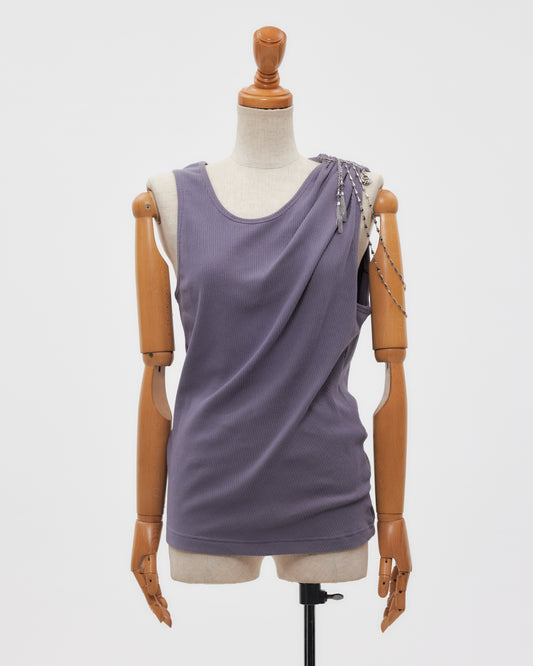one-side drape gather tank top Mauve Gray 【Delivery in June 2026】