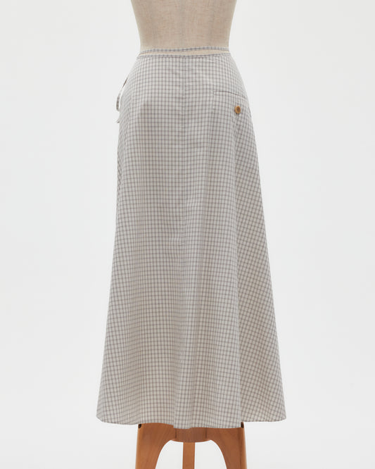 check frilled wrap skirt Ivory【Delivery in June 2026】