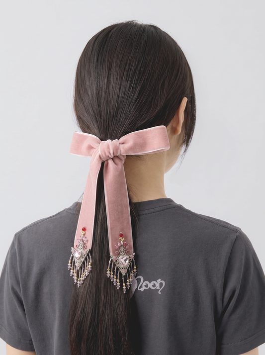 Sailor Chibi Moon crystal silver tip velvet long ribbon【stock】