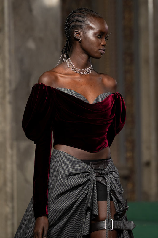 check frilled wrap skirt Black【Delivery in June 2026】