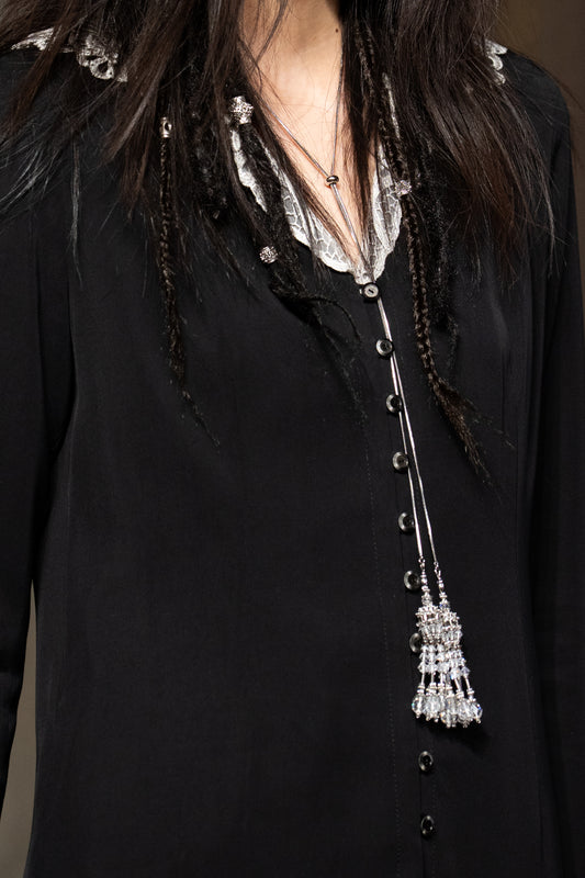 crystal bijou tassel long necklace【Delivery in August 2026】