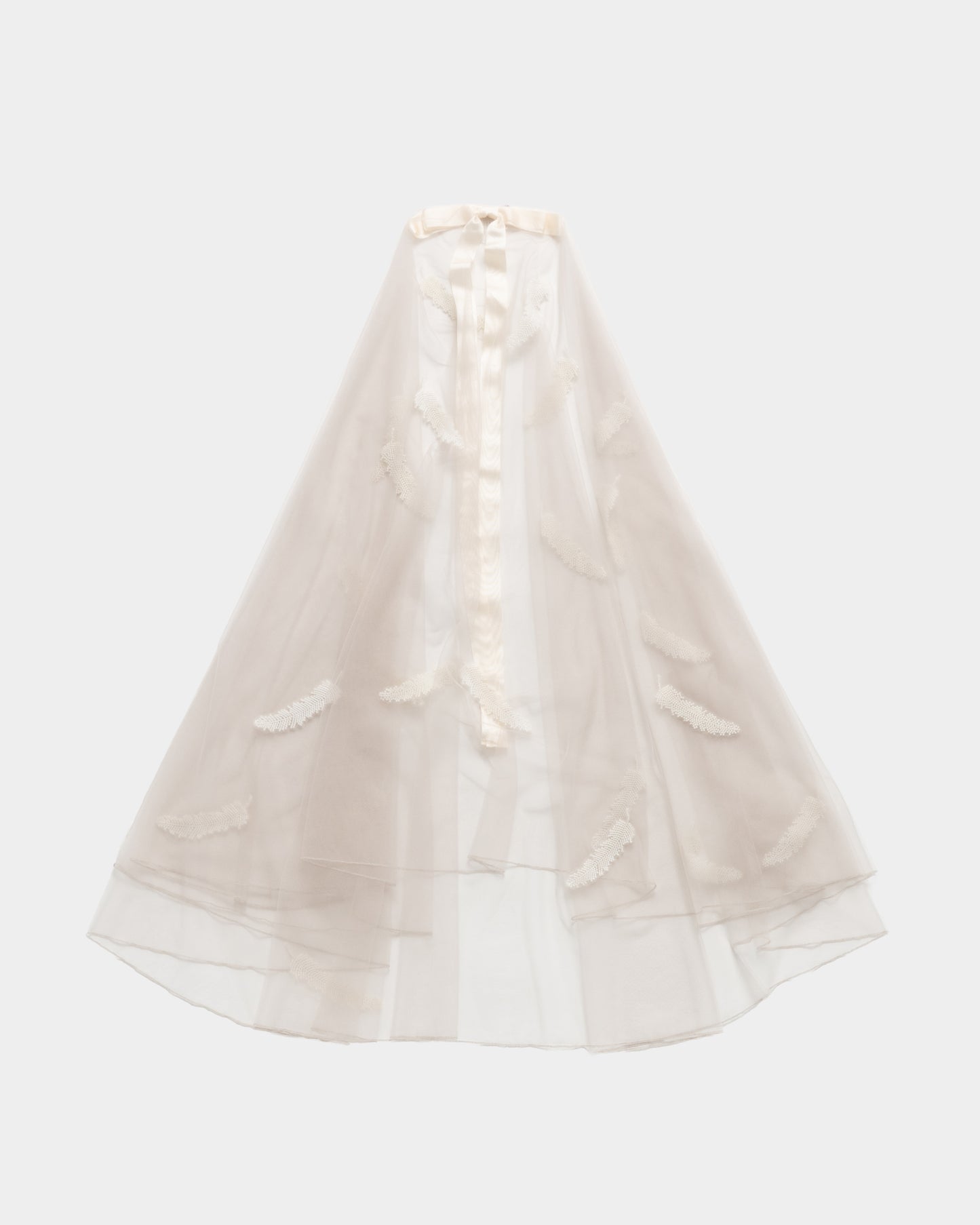 feather beads tulle veil【Delivery in March 2026】