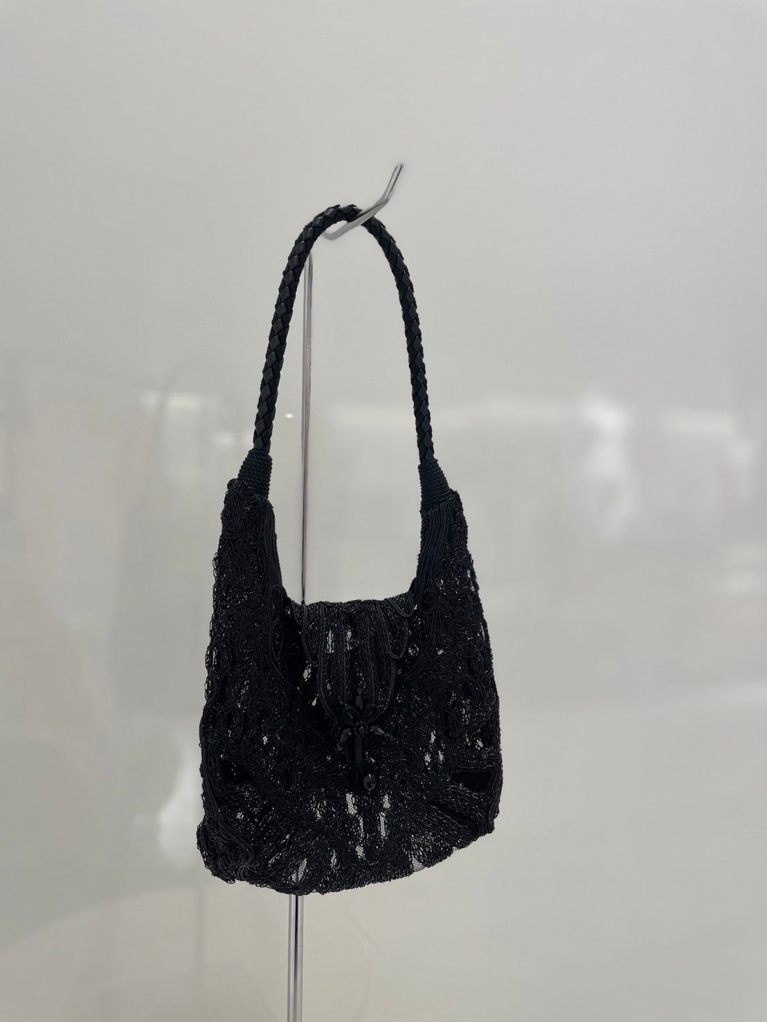Black scale braid embroidery mini bag【Delivery in August 2025】