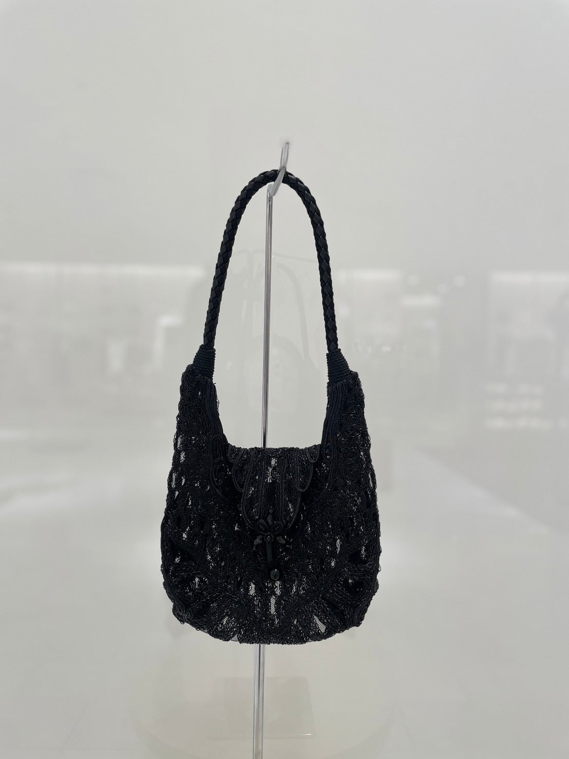 Black scale braid embroidery mini bag【Delivery in August 2025】