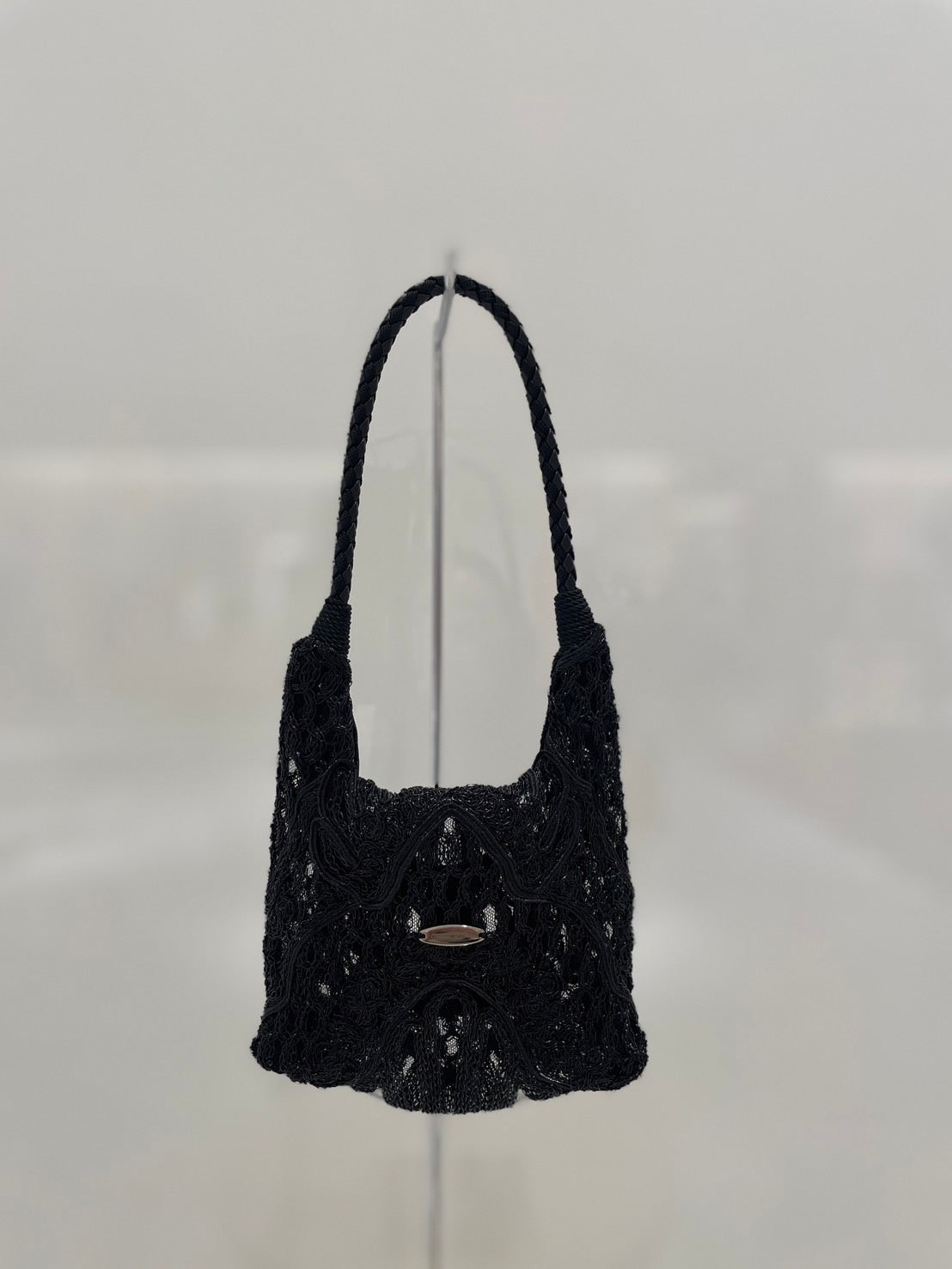 Black scale braid embroidery mini bag【Delivery in August 2025】
