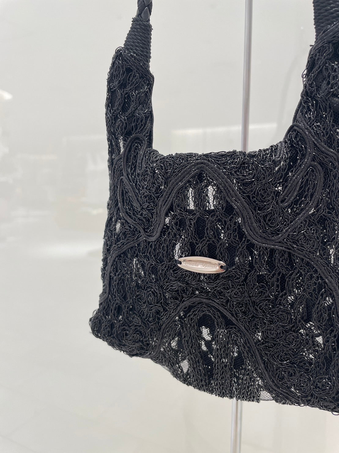 Black scale braid embroidery mini bag【Delivery in August 2025】