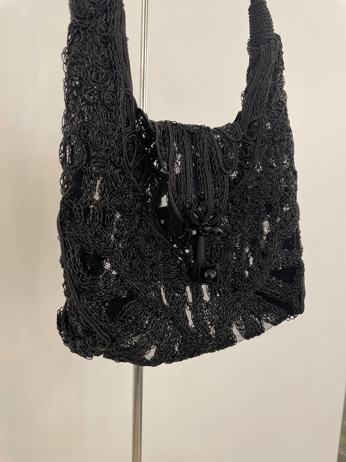 Black scale braid embroidery mini bag【Delivery in August 2025】