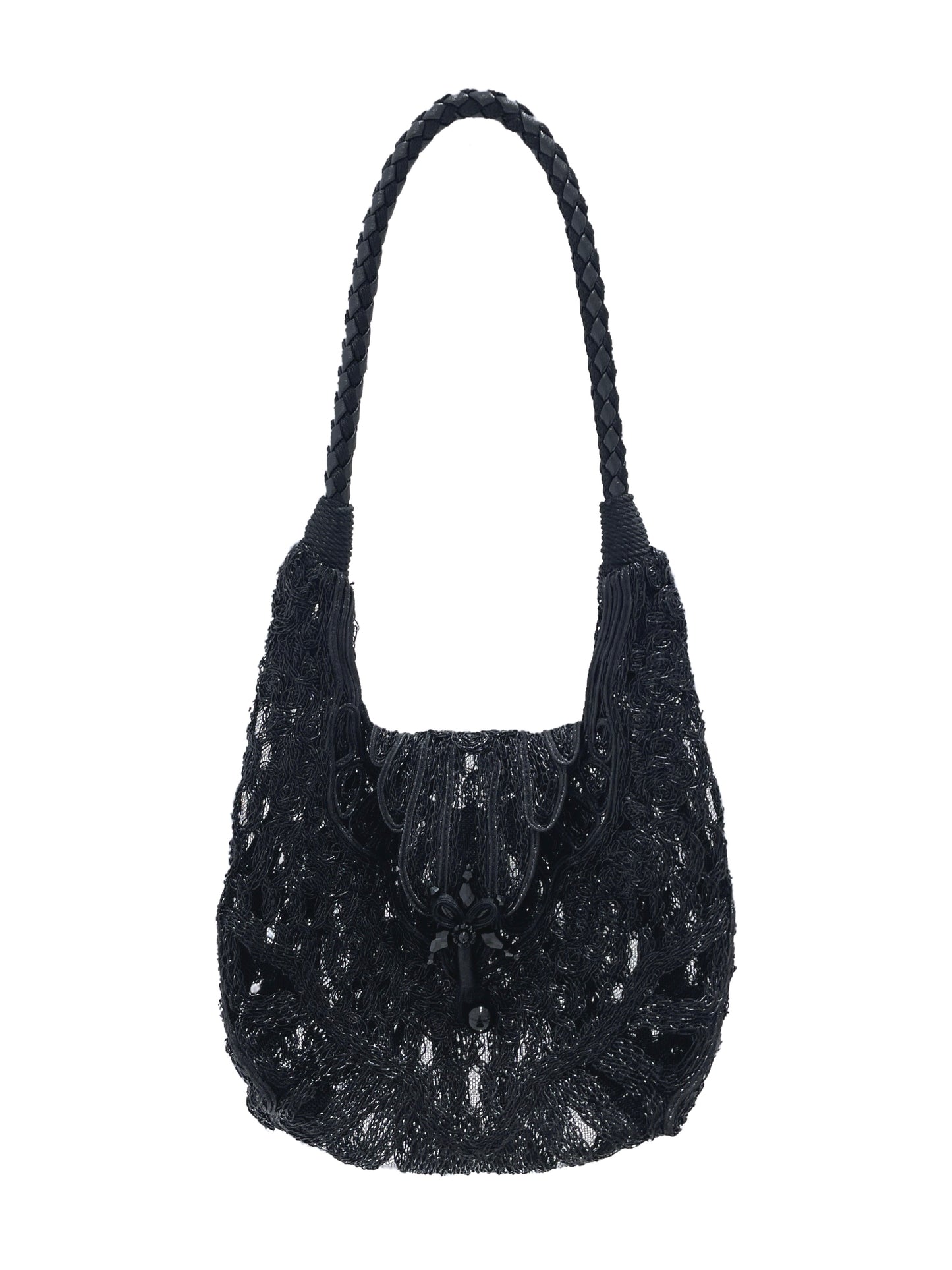 Black scale braid embroidery mini bag【Delivery in August 2025】