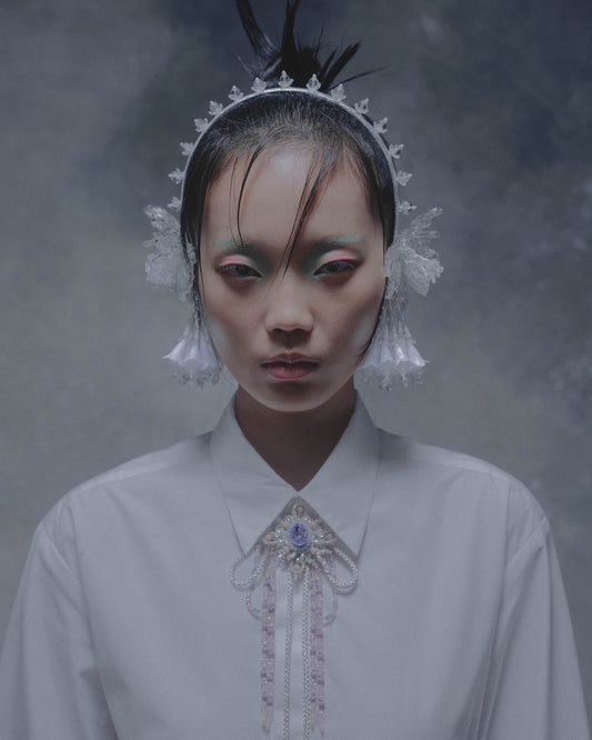 flower fringe clear hair band 【Delivery in July 2024】