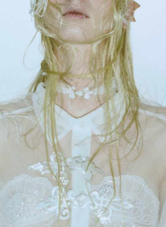 white beads china button choker【Delivery in November 2025】