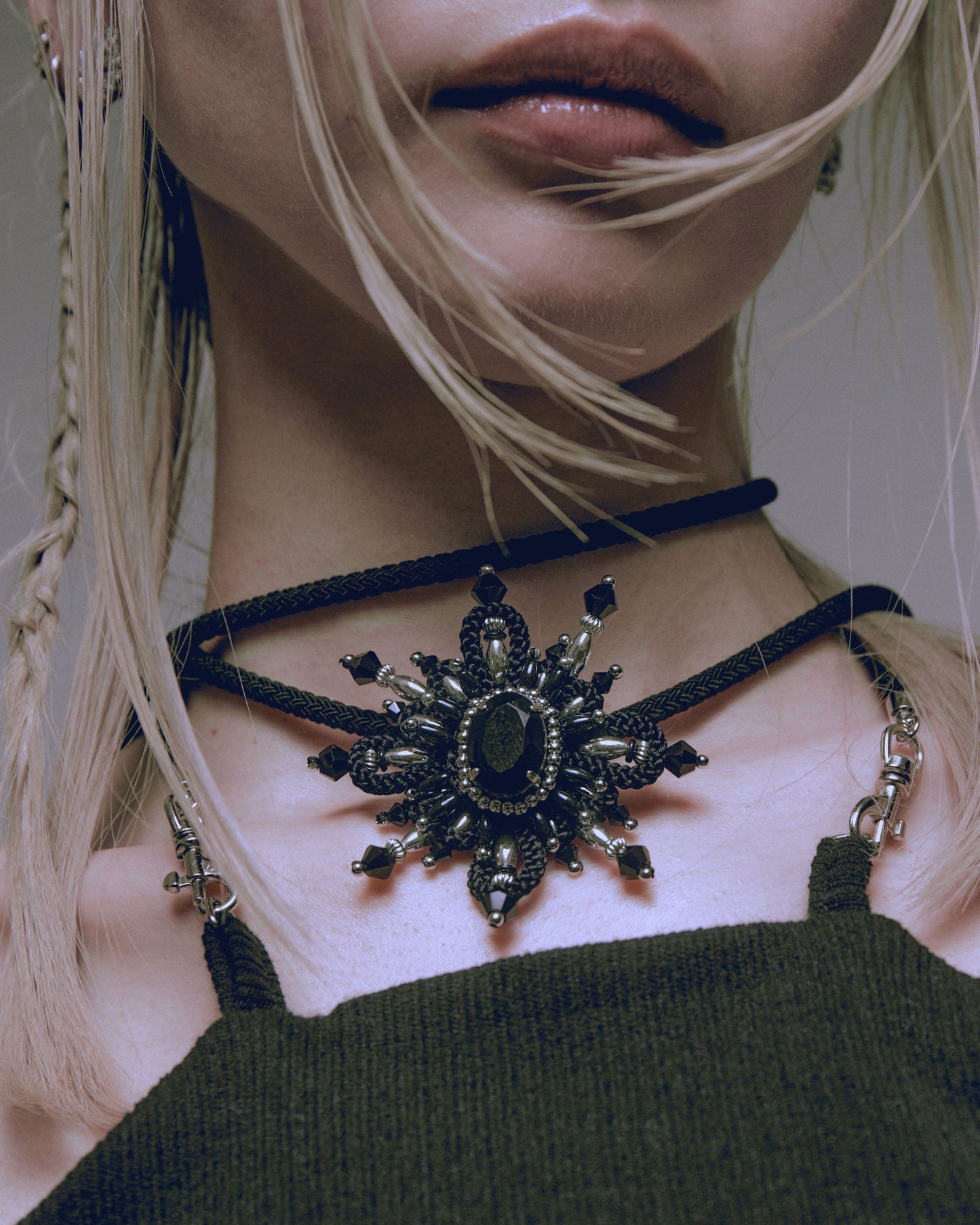 silver tassel random rib camisole Black【Delivery in December 2023】