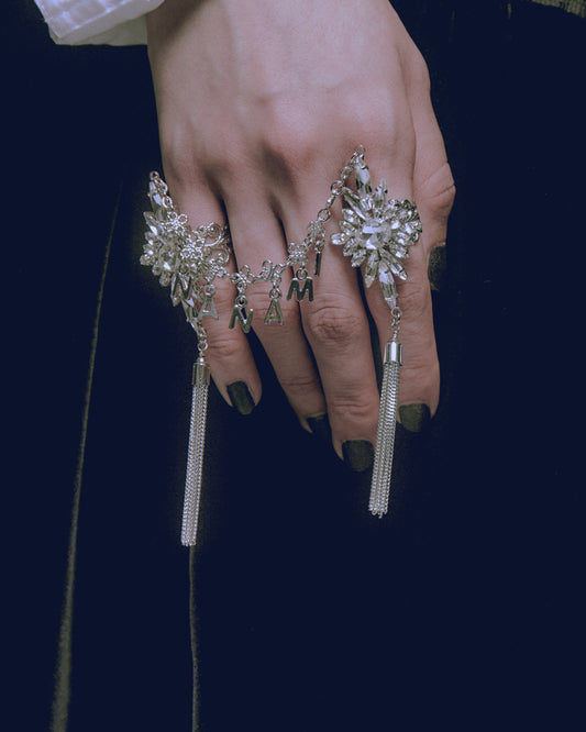 bijou initial double ring【Stock】