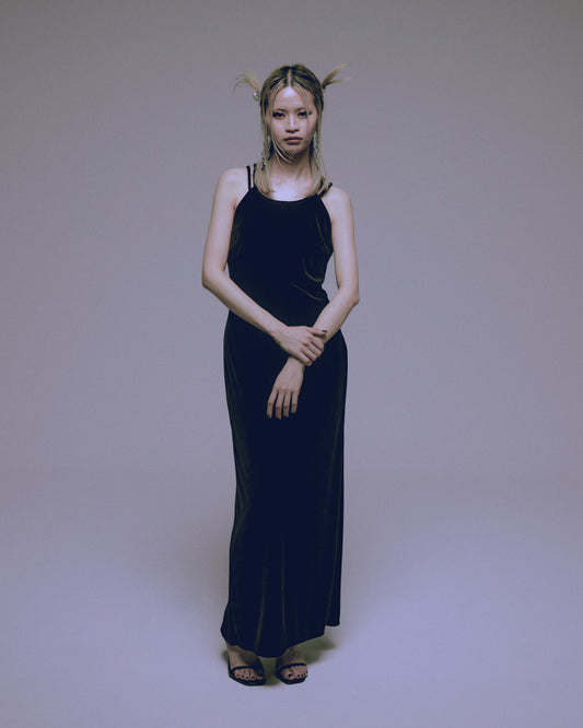 velour cami-onepiece Black【Stock】