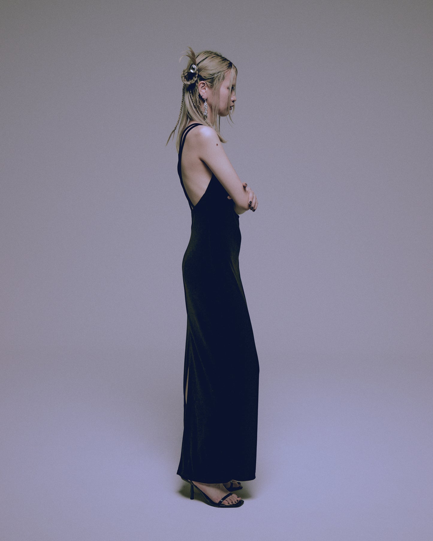 velour cami-onepiece Black【Stock】