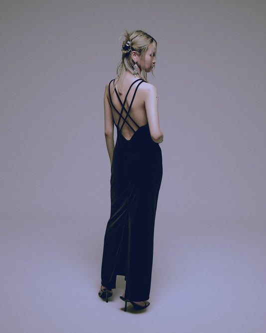 velour cami-onepiece Black【Stock】