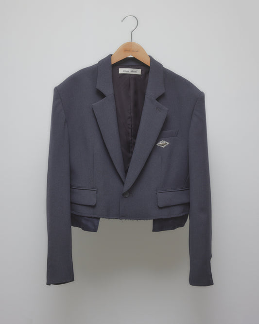 Stripe lining cropped jacket Gray【Delivery in January 2027】
