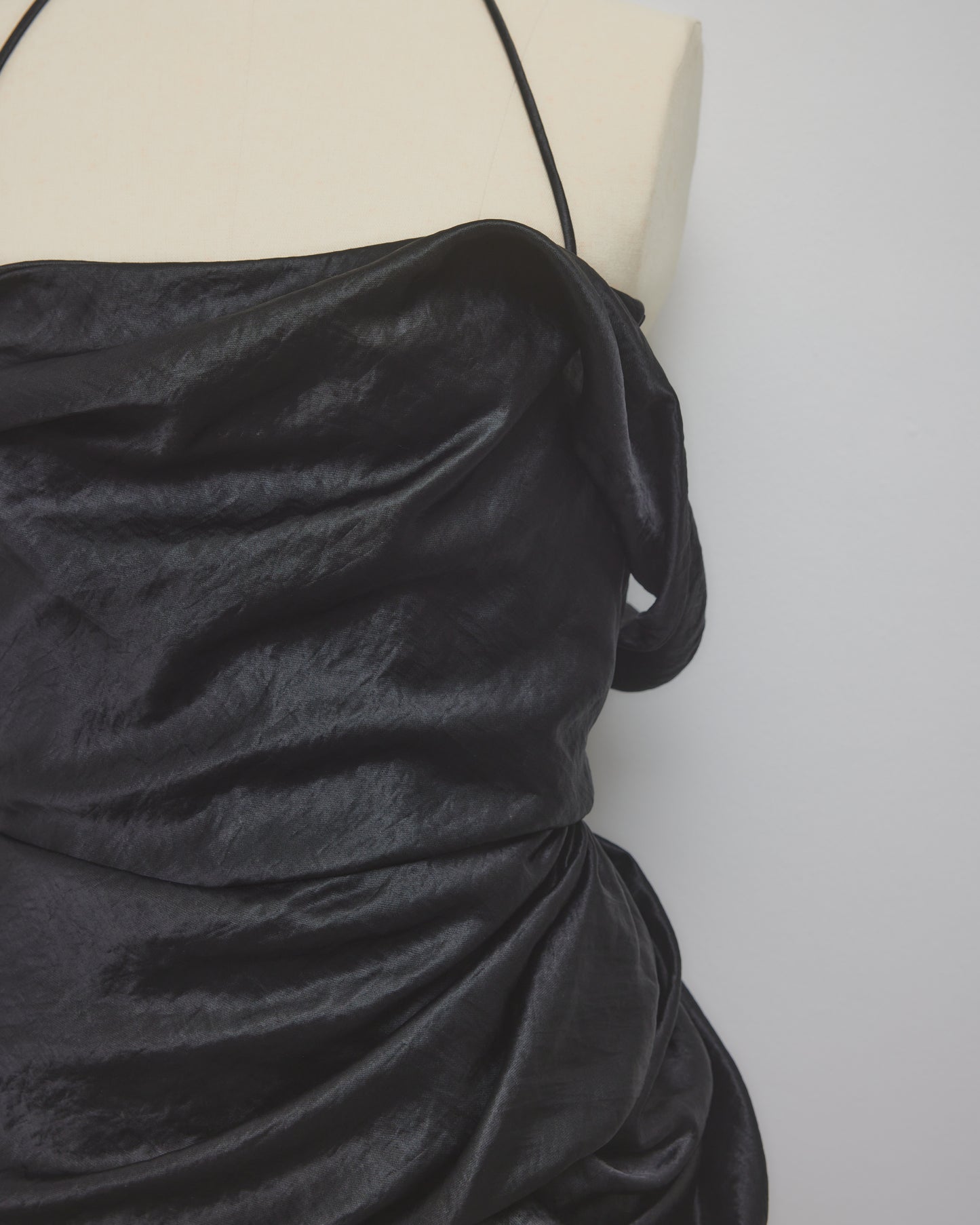satin drape camisole tops Black【Delivery in February 2027】