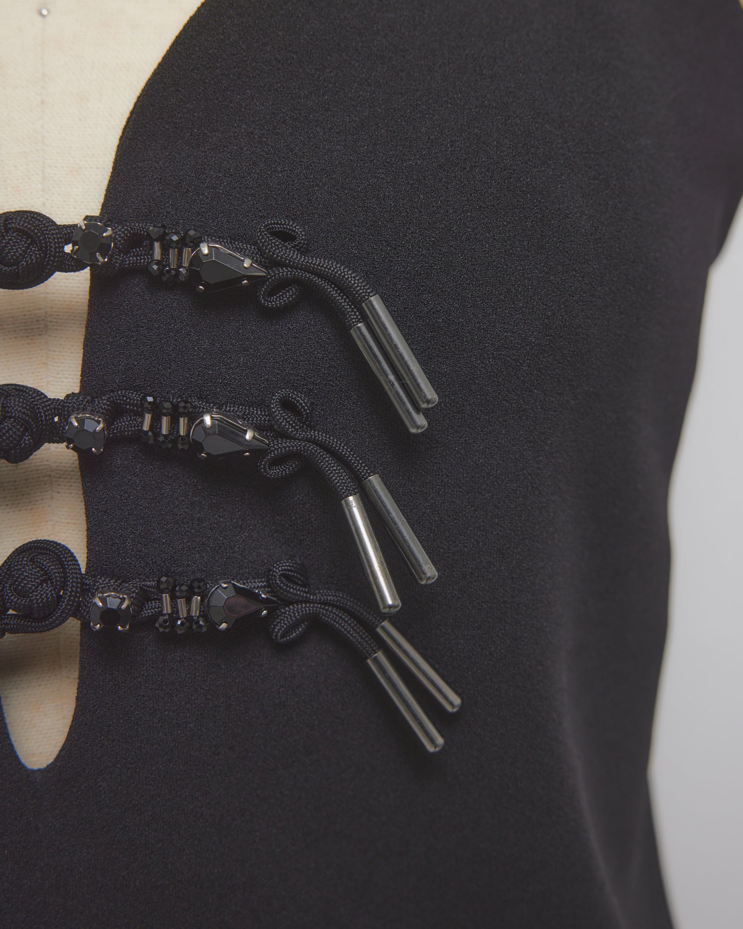 Metal china button camisole Black【Delivery in March 2027】